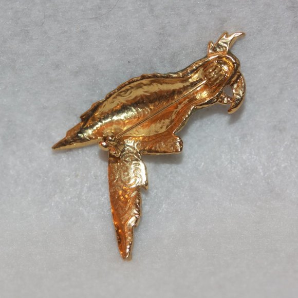 Parrot Brooch enamel & Rhinestone Gold Tone - Picture 3 of 4